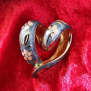 Nolan Miller Blue Enamel Gold Tone Open Heart Pendant Includes Chain